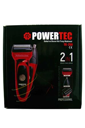 Powertec TR-250 3 Başlıklı Kablosuz Kuru Sakal-Burun 2 in 1 Çok Amaçlı Tıraş Makinesi 