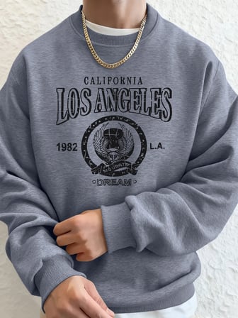 Kaliforniya Los Angeles 1982 Retro Baskı Unisex Sonbahar Bol Tişörtler Sokak Koşu Kapüşonlu Ü