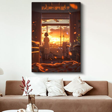 Hastane Odası - Altın Gün Batımı Anime Kanvas Tablo