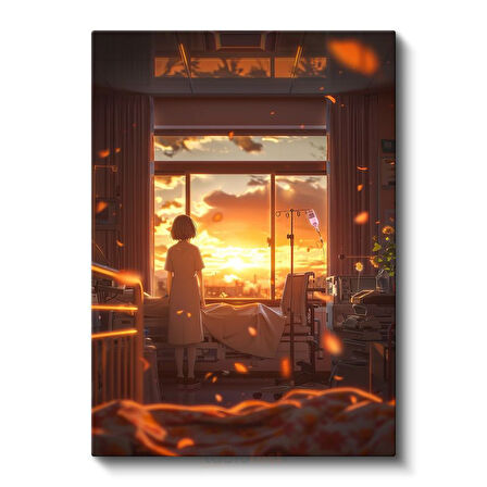 Hastane Odası - Altın Gün Batımı Anime Kanvas Tablo