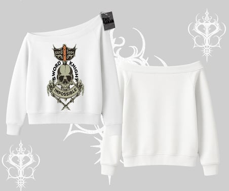 Kayık Yaka Sweatshirt Sword Knight Skull Impossible Street Creed