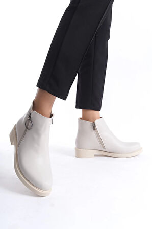 MARGARET Fermuarlı Ortopedik Taban TopukluKadın Bot  KT - Krem
