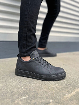 JY152 Cool Bağcıklı Cilt Erkek Günlük Spor Klasik Ayakkabı CST - Siyah