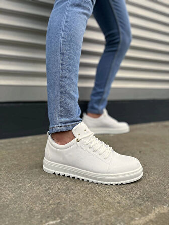 JY152 Cool Bağcıklı Cilt Erkek Günlük Spor Klasik Ayakkabı CBT - Beyaz