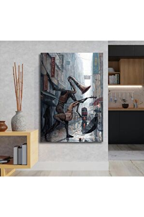 Yağlı Boya Görünümlü Dans Eden Enstrümanlar Kanvas