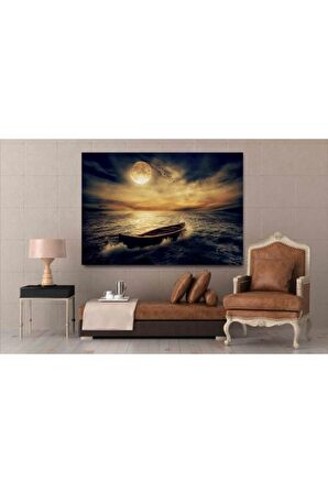 Ay Ve Deniz Kanvas Gülen Tablo