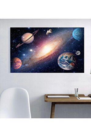 Dünya Uzay Ay Güneş Kanvas Gülen Tablo