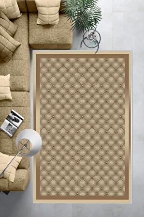 Gold Deko Deri Kaymaz Taban Modern Salon Saçaksız Halı B1289