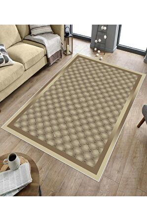 Gold Deko Deri Kaymaz Taban Modern Salon Saçaksız Halı B1289