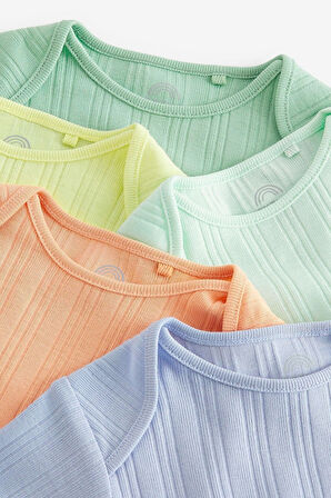 Next Baby Pamuklu Neon Renkler Kısa Kollu 5’li Body Zıbın Set