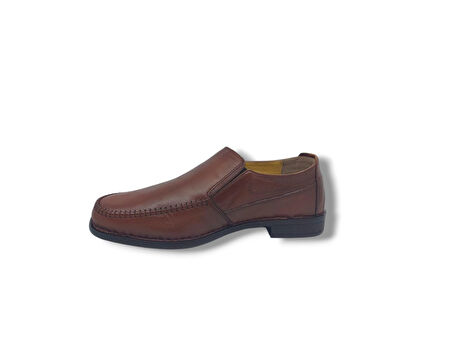 Zerhan 044 Erkek Taba Hakiki Deri Poli Taban Loafer Ayakkabı