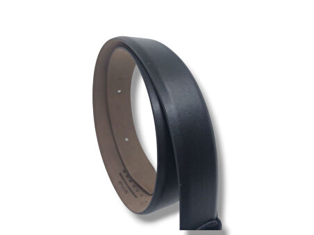 Zerhan 455 Erkek Siyah Hakiki Deri Kumaş Kemeri 3,5 cm