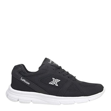 Lutton 2510 Unisex Siyah Bağcıklı File Yürüyüş Koşu Büyük Numara Spor Ayakkabı 45 46 47 48