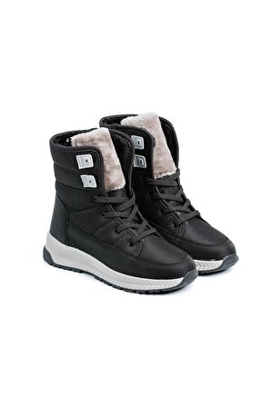 TRENSYSHOSE-815 Unisex Kışlık Kürklü Fermuarlı Anatomik Taban Kışlık Bot