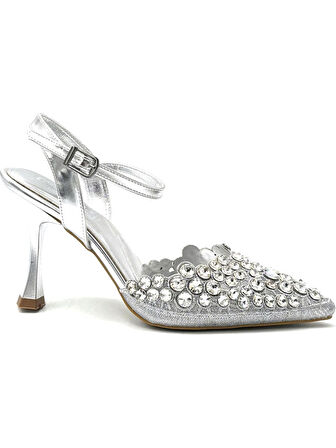 Trendyshose 06412 Taşlı İnce Topuk KAdın Ayakkabı