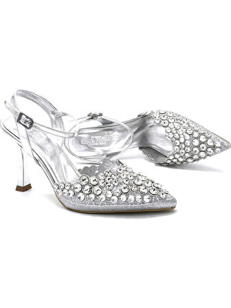 Trendyshose 06412 Taşlı İnce Topuk KAdın Ayakkabı