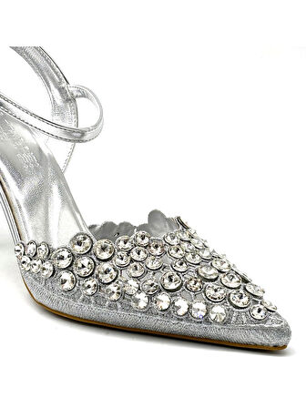 Trendyshose 06412 Taşlı İnce Topuk KAdın Ayakkabı