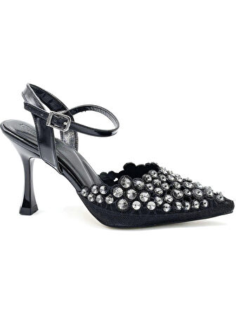 Trendyshose 06412 Taşlı İnce Topuk KAdın Ayakkabı