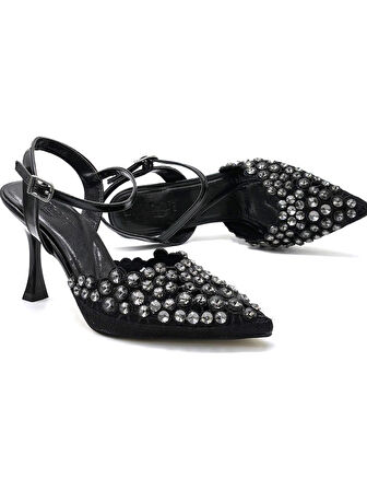 Trendyshose 06412 Taşlı İnce Topuk KAdın Ayakkabı