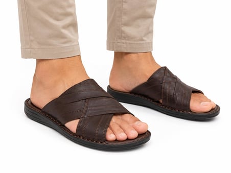 Trendyshose 7159 Tam Anatomic Deri Yazlık Garantılı Erkek Terlik