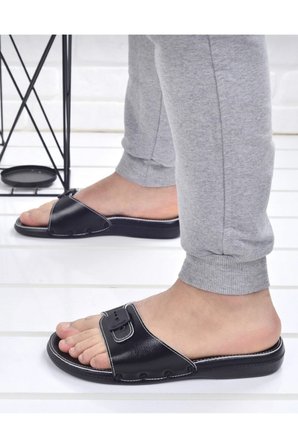 CEYO 6300 Erkek Siyah Ortapedik Mineli Terlik