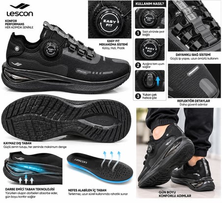 Lescon Scroll 4A Scock Rahat Anatomic Taban Mekanızmalı Spor Ayakkabı