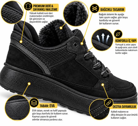 Trendyshose 3131 Unisex Rahat Kalın Taban yarım Bot