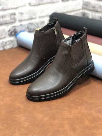Hakiki Deri Ortopedik Büyük Numara 45-46-47 Kürklü Kışlık Erkek Bot
