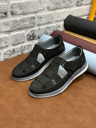 Hakiki Nubuk Deri Ortopedik Büyük Numara 45-46-47-48 Erkek sandalet Ayakkabı