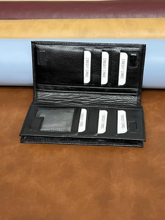 Telefon bölmeli Hakiki Deri Cüzdan Telefon Hazneli Mıknatıslı Uzun Cüzdan -Siyah Unisex