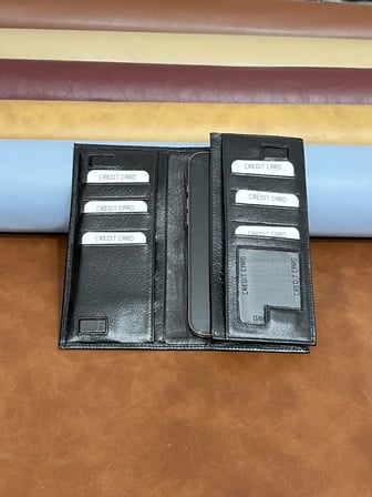 Telefon bölmeli Hakiki Deri Cüzdan Telefon Hazneli Mıknatıslı Uzun Cüzdan -Siyah Unisex
