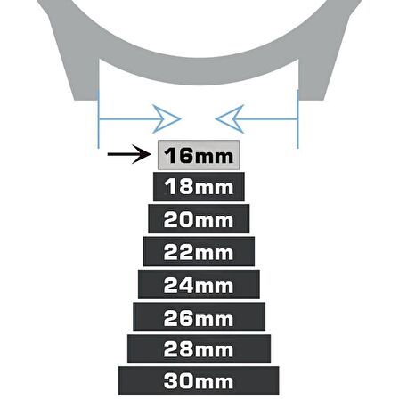 16mm Siyah Silikon Saat Kordonu Kayış