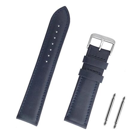 22mm Lacivert Hakiki Deri Saat Kordonu Kayış