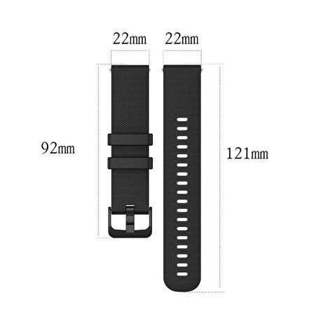 Siyah Silikon Saat Kordonu Akıllı Pimli Kayış 22mm