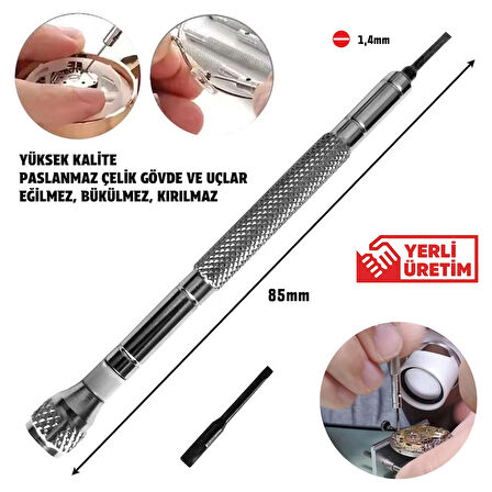 1,4mm Çelik Düz Tornavida Hassas Saat Gözlük Elektronik Tamiri+Yedek uç