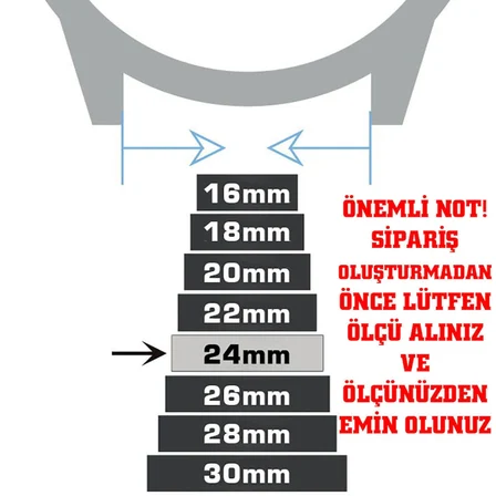 24mm Açık Kahverengi Taba Spor Hakiki Deri Saat Kordonu Kayış Akıllı Pimli