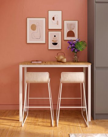 Bar Masası Meşe Tablalı 116x45x92cm – Mutfak Masası & Kahve Köşesi Masası