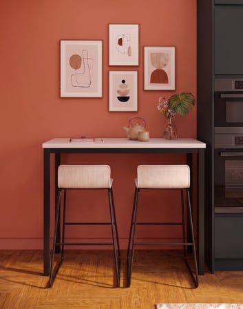 Beyaz Siyah Bar Masası 116x45x92cm – Mutfak Masası & Kahve Köşesi İçin Modern Çok Amaçlı Masa