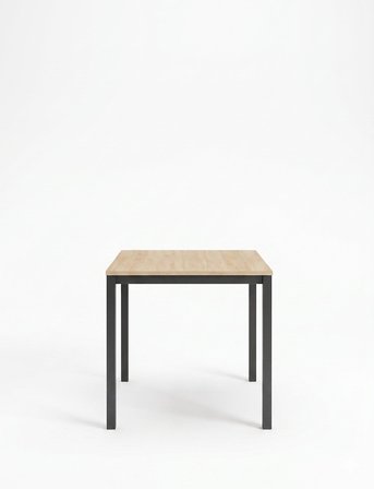 Modern Mutfak ve Yemek Masası 88x60cm – Siyah Metal Ayak & Meşe Renk Tabla