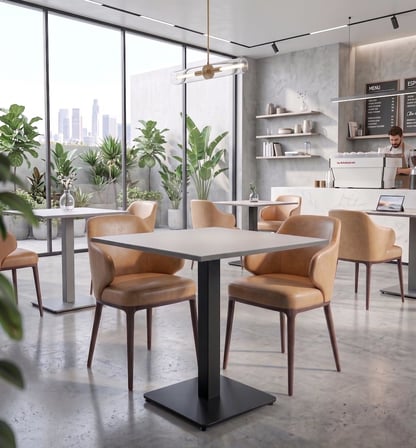 Premium Kompakt Laminat Kare - Cafe Restoran Ev Yemek Masası 60x60 cm Beyaz Tablalı