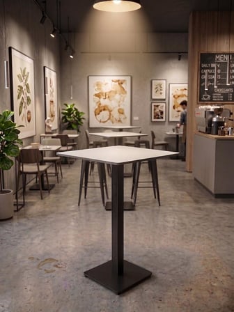 Matte Prime Bistro Masa 102cm Beyaz Tablalı - Kafe Restoran Otel Masası