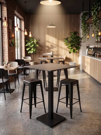 Matte Prime Bistro Masa 102cm Füme Tablalı - Kafe Restoran Otel Masası