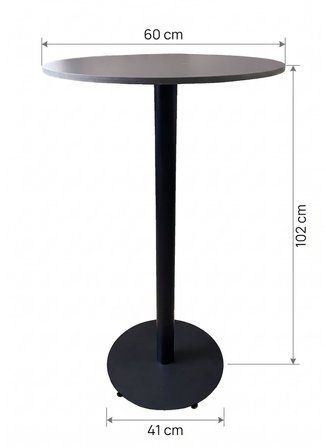 Matte Prime Füme Yuvarlak Kompakt Laminant 102cm Bistro Metal Masa - Cafe, Otel, Restoran Masası
