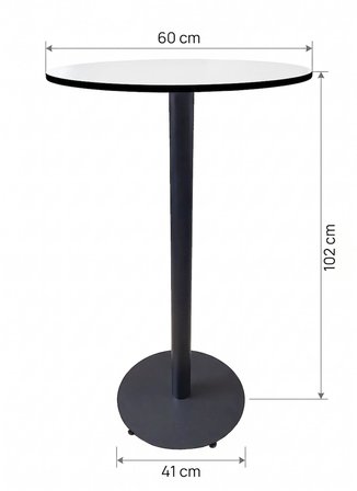 Matte Prime Beyaz Yuvarlak Kompakt Laminant 102cm Bistro Metal Masa - Cafe, Otel, Restoran Masası