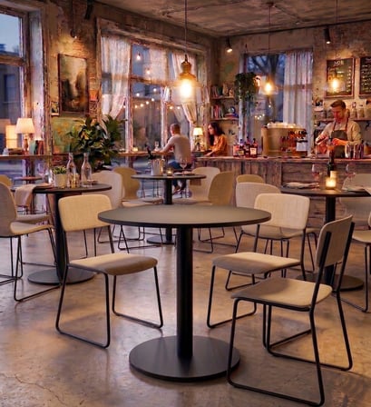 Matte Prime Füme Yuvarlak  Kompakt Laminant Tablalı Bistro Metal Masa 77 cm - Cafe, Otel, Restoran Masası
