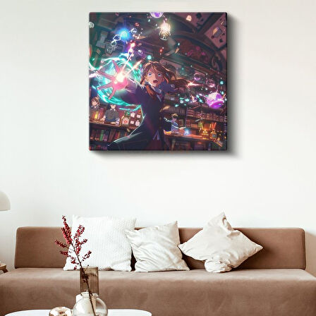 Büyü Öğrencisi - Işıklı Kütüphane Anime Kanvas Tablo