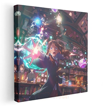Büyü Öğrencisi - Işıklı Kütüphane Anime Kanvas Tablo