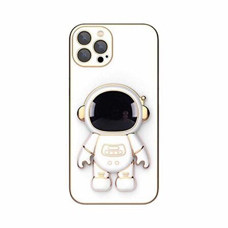 Smcase Apple iPhone 12 Pro Kılıf Standlı Kamera Korumalı Astronot Silikon