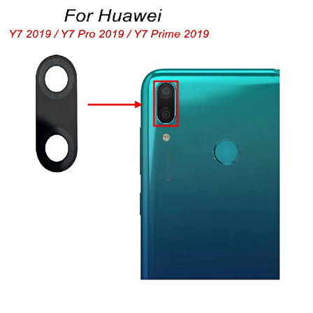Huawei Uyumlu Y9 Prime 2019 Arka Kamera Camı Lens Yapışkanlı