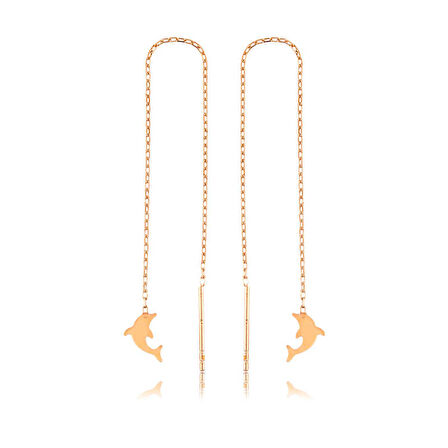 925 Ayar Gümüş Zincirli Yunus Balığı Küpe EA1160054 (944944)